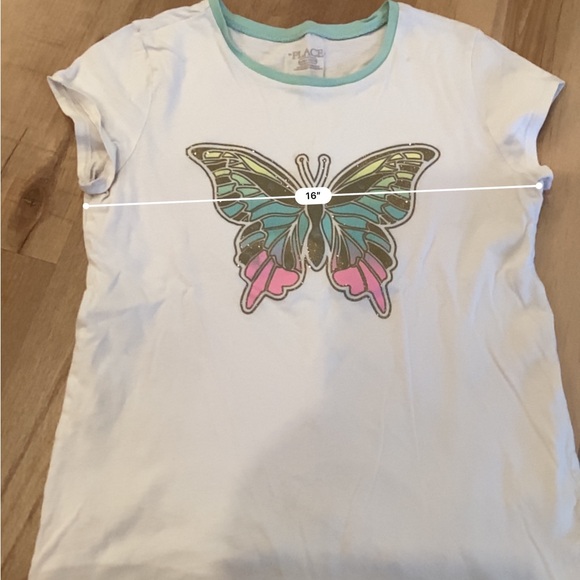 BOGO 🥳 Children’s Place glitter butterfly short sleeve T-shirt | girls L 10/12 - Picture 7 of 8